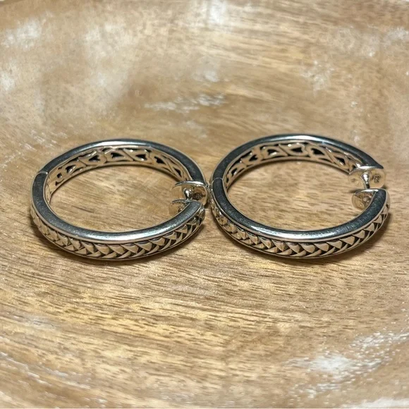 *SOLD* Scott Kay Basket Weave Hoop 925 Sterling Silver Earrings - Picture 5 of 16